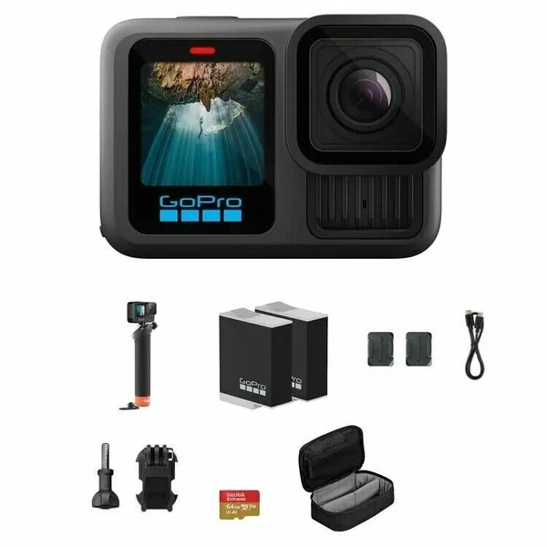 Экшн Камера GoPro 13 Hero Black Accessory Bundle (2 АКБ, ручка)