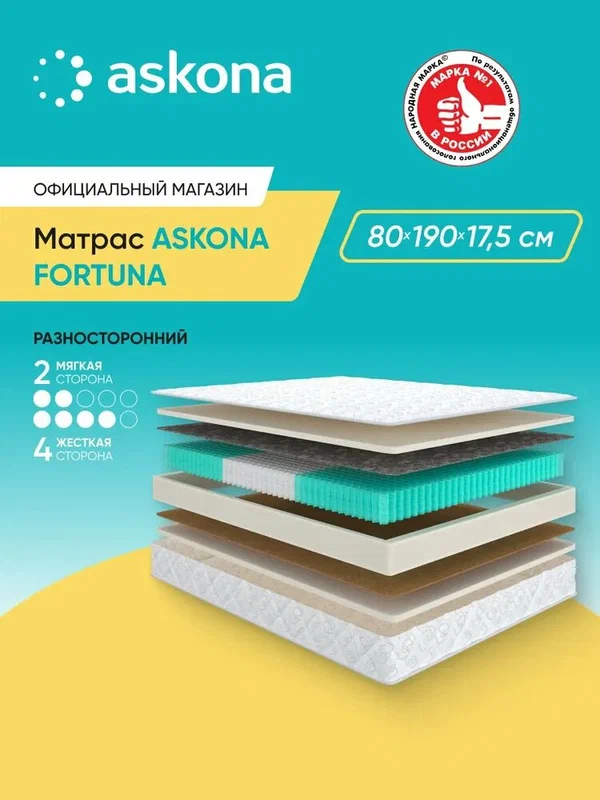Матрас Askona / Аскона 80x190 ASKONA Fortuna Ортопедический / Анатомический