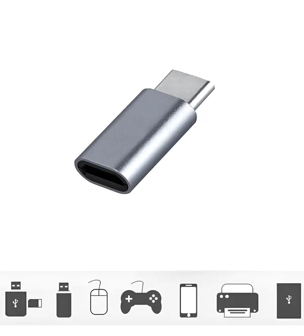 Переходник Lightning на Type-C G-06 серый, адаптер переходник Lightning 8 pin гнездо Female (F)