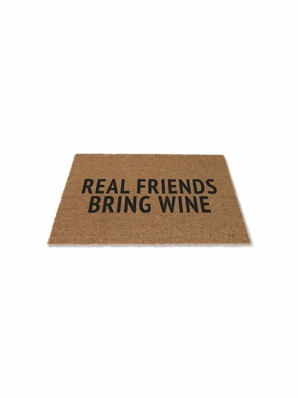 Ковер Kicks Place Real friends bring wine коврик придверный в прихожую на пол для кроссовок и обуви 60 х 40 см кокосовый