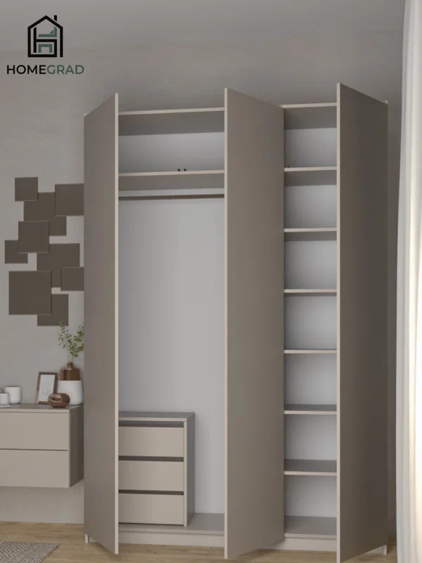 Шкаф для одежды HomeGrad "Mika", ЛДСП, кашемир, 220х150х48 см, 3 распашных дверцы