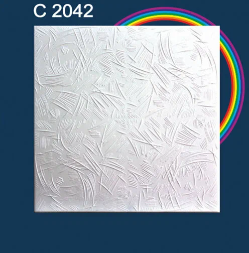 Плитка потолочная С2042, экструдированная, моющаяся, белая 50 см х 50 см (8 штук,2 м2)