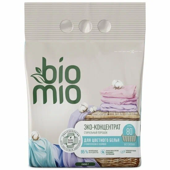 Стиральный порошок Biomio BIO-UNIVERSAL для цветного и белого белья, экологичный, концентрированный, 2.4 кг