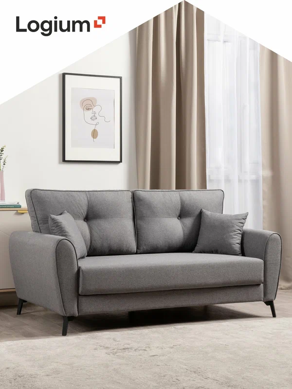 Диван раскладной Лион, Арт. ТД 763 Nice Grey (темно-серый), 178х99х91см, механизм еврокнижка
