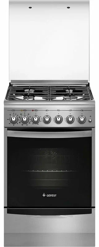 Газовая плита GEFEST 5102-03 0027 с электрической духовкой, с грилем, с конвекцией, объем 55 л, серебристый/серый