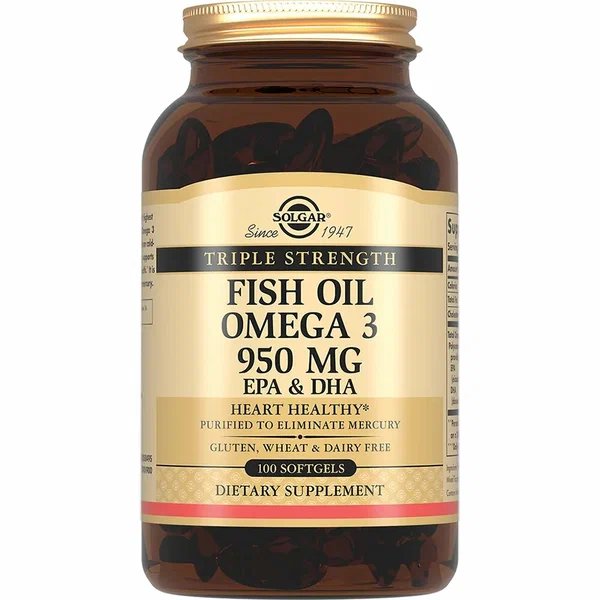 БАД Solgar Капсулы "Тройная Омега-3 950мг ЭПК и ДГК", 100 шт. Omega-3 950 mg EPA & DHA