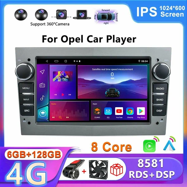 Штатная магнитола опель астра H For Opel Astra Vectra Corsa Zafira B, Андроид Carplay Android Auto Навигатор сенсорный экран 7 дюймов 6+128GB