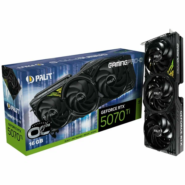 Видеокарта Palit RTX5070Ti GAMINGPRO-S OC 16GB GDDR7 256bit 3xDP HDMI 3FAN RTL