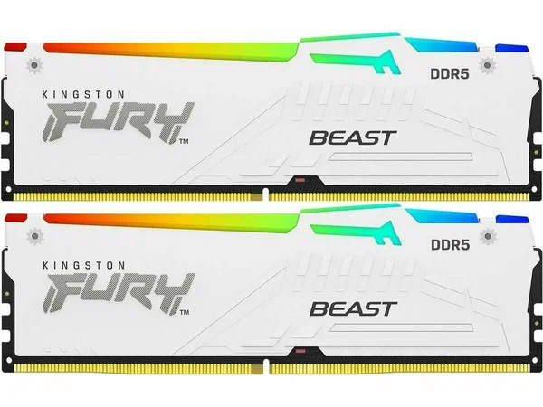 Оперативная память Kingston Fury Beast White RGB DDR5 DIMM 5200MHz CL40 - 64Gb (2х32Gb) KF552C40BWAK2-64