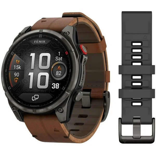 Умные часы Garmin Fenix 8 Pro 51mm Amoled Sapphire Carbon Grey + кожаный ремешок