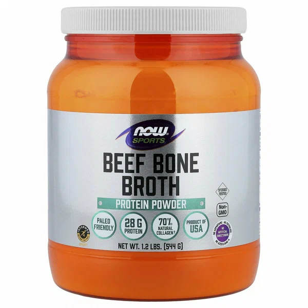 NOW Foods, Sports, протеиновый порошок из говяжьего костного бульона, 544 г (1,2 фунта)