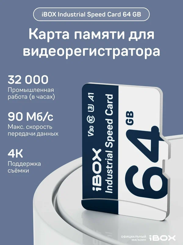 Карта памяти iBOX Industrial Card, 64ГБ, microSDXC, Class 10, белая