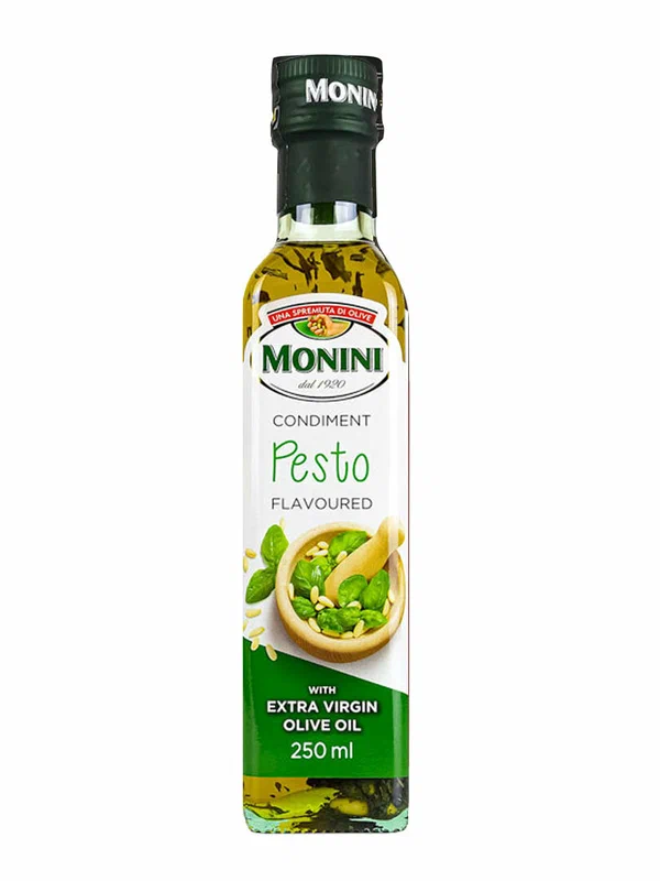 Оливковое масло Monini Extra Virgin Песто с базиликом и кедровыми орешками нерафинированное, 0,25 л