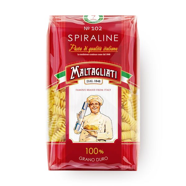 Макароны Maltagliati Spirals №102, из твердых сортов, без глютена, 450 г