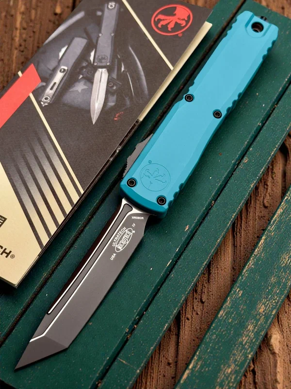 Нож складной MicroTech MCT112341CN Ultratech Gen IV, Black Blade, Cyan Handle