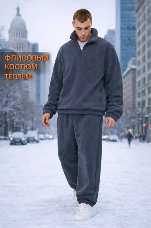Костюм спортивный Оверсайз, теплый флисовый арт. 5851199 М рост 182