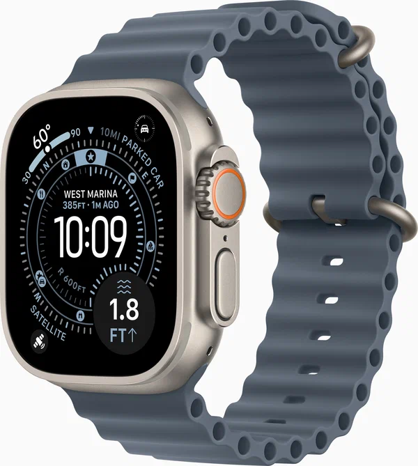 Умные часы Apple Watch Ultra 3 49 мм GPS + Cellular, Natural Titanium Case with Anchor Blue Ocean Band (One Size)
