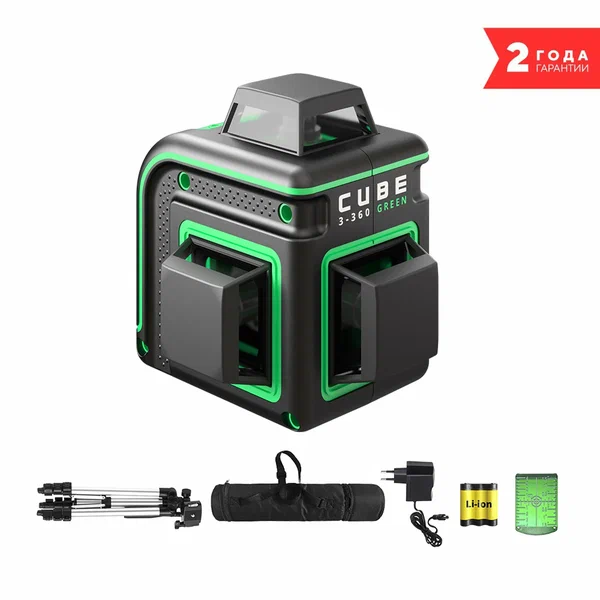 Лазерный уровень ADA CUBE 3-360 GREEN PROFESSIONAL EDITION, цвет луча: зеленый, автоматическое выравнивание