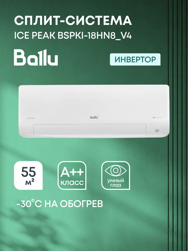 Сплит-система инверторного типа Ballu Ice Peak DC BSPKI-18HN8_V4 комплект