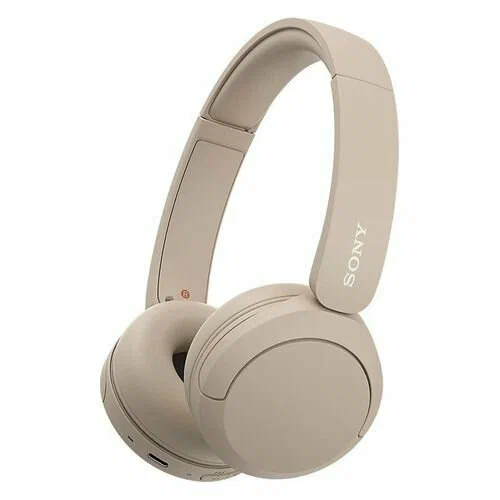 Наушники Sony WH-CH520, Bluetooth, накладные, бежевый [wh-ch520/c]