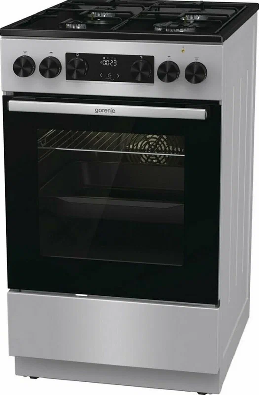 Плита комбинированная GORENJE GK5C60SJ, электродуховка, серебристая, черная
