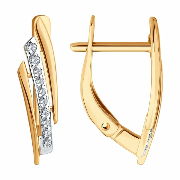 Серьги, красное золото, 585 проба, фианит