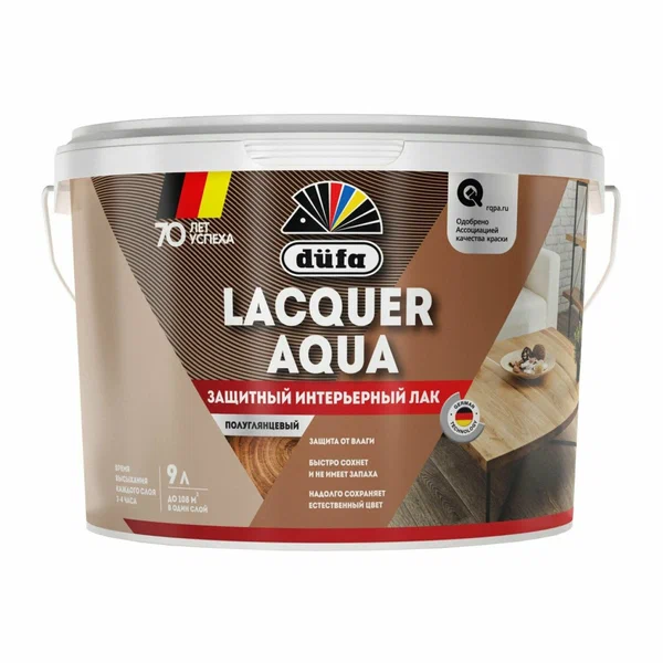 Лак защитный интерьерный Dufa Lacquer Aqua полуглянцевый (9л)