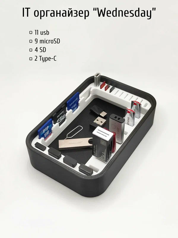 IT органайзер "Wednesday" для USB, SD и MicroSD-карт