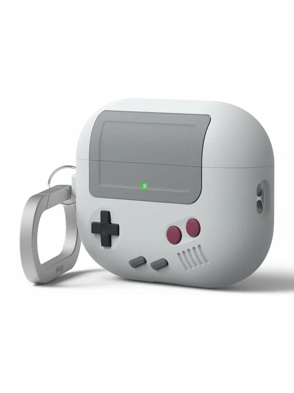 Чехол Elago для Airpods Pro 3, Unique AW5 Game console силиконовый с металлическим карабином, серый