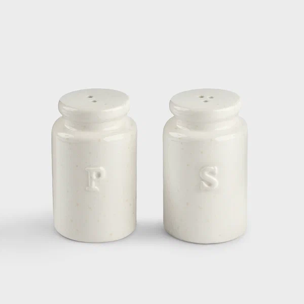 Набор для соли и перца, 8 см, керамика, молочно-бежевый, в крапинку, Ceramo speckled, Kuchenland