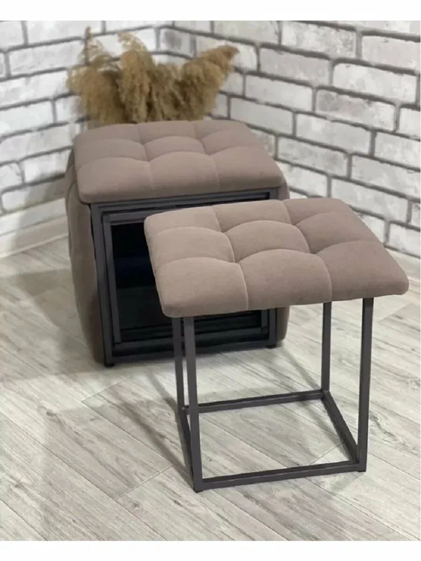 Пуф 5 в 1 Puffmebel58 "Dream Chocolate", велюровая обивка, металлический каркас, 47 см x 47 см