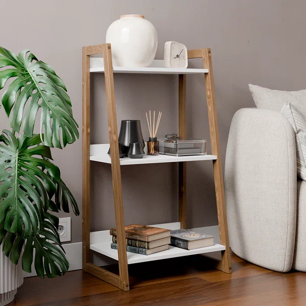 Стеллаж Libery Wood "хельга", угловой, 54 см x 39,2 см x 100см, белая/темно-коричневая