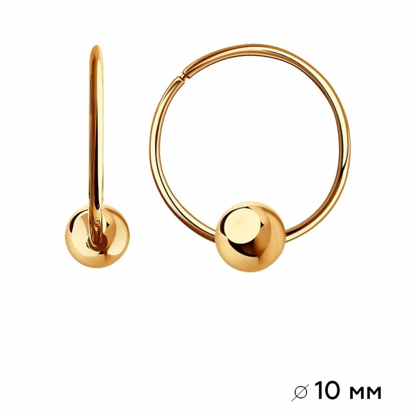 Серьги, красное золото, 585 проба