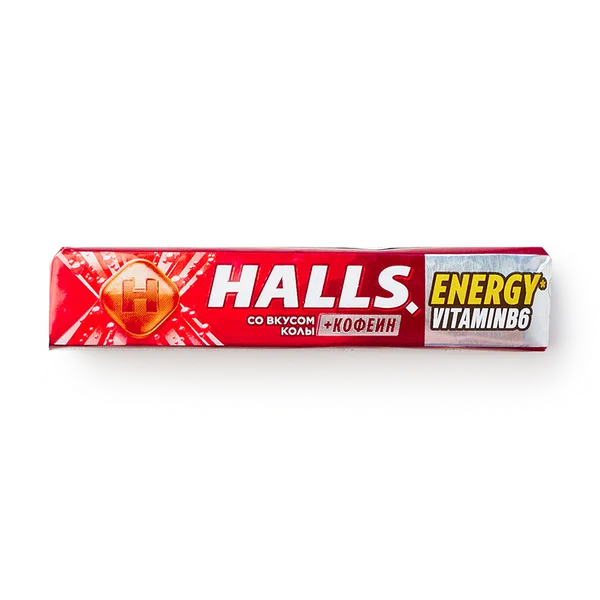 Леденцы Halls со вкусом колы и с кофеином, бумажная обертка, 25 г