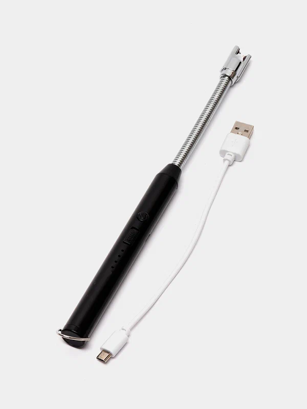 Электрозажигалка для газовой плиты черная / Электрическая / USB / пьезовая