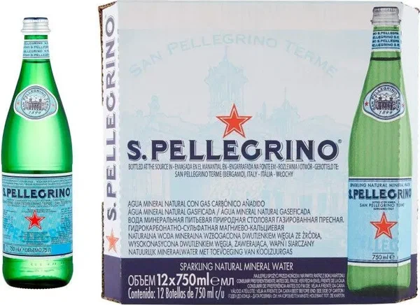S. Pellegrino газ 0,75л./12шт. Стекло С. Пеллегрино вода минеральная газированная