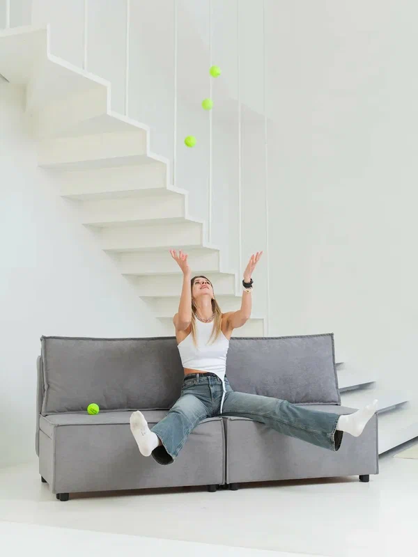 Диван CITYHD Парма Simple, раскладной, съемный чехол, обивка велюр, 2 спальных места Серый