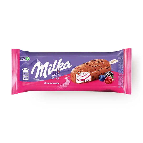 Мороженое Milka "Лесные ягоды", эскимо, на палочке, 64 г, не выше −18 °C