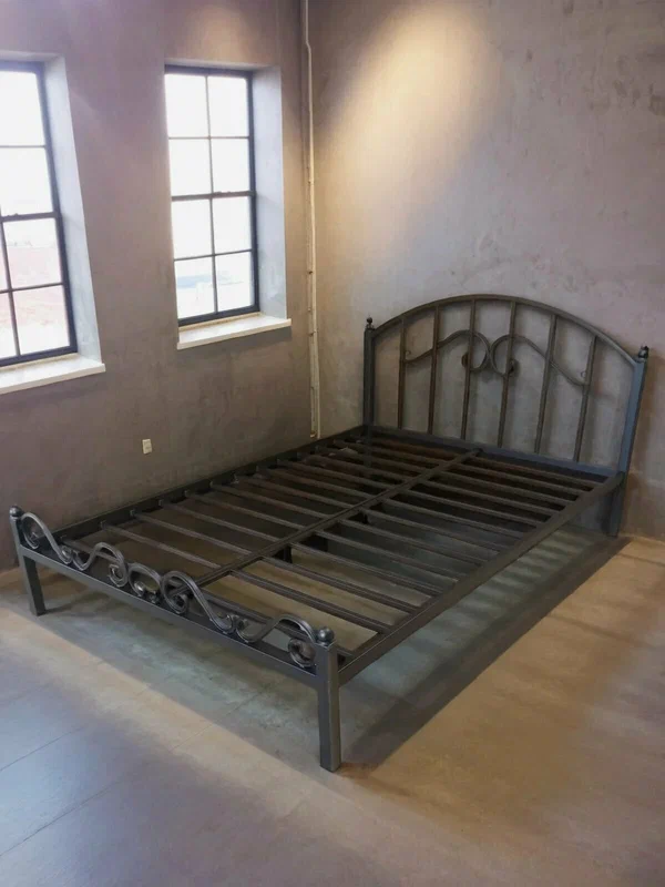 Кровать Loft Mebel "Ариэль-2", кованая, металл, двуспальная, максимальная нагрузка 300кг, черная