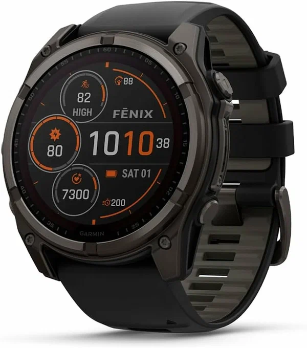 Часы Garmin fenix 8 - 47 mm, Solar Sapphire Graphit/Carbon Gray Titan DLC/титановый угольно-серый DLC с черным ремешком (010-02906-11)