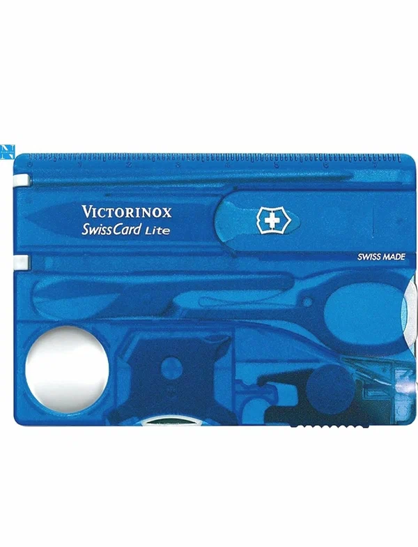 Швейцарская карточка VICTORINOX SwissCard Lite 0.7322. T2, 13 функций, полупрозрачная синяя