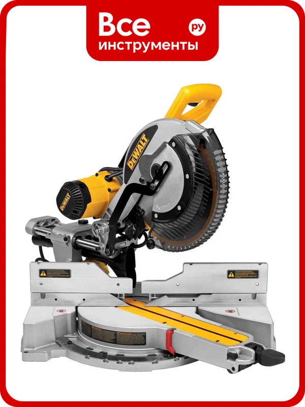 Торцовочная пила DEWALT DWS 780, мощность 1675 Вт, функция протяжки, профессиональное использование с регулировкой