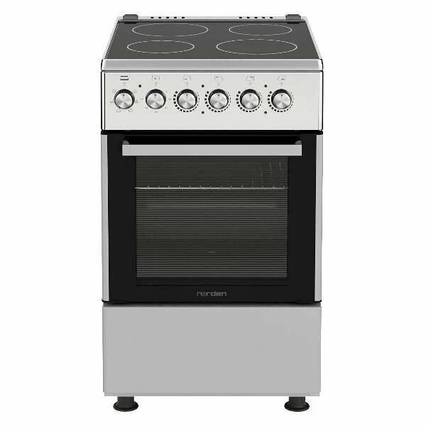 Электрическая плита Norden FF5055XXVk, 50 см, 4 конфорки, 52 л, стеклокерамика/ металл, конвекция, нержавеющая сталь