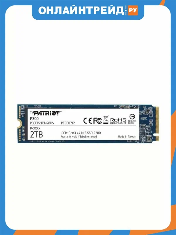 SSD диск Patriot Memory Patriot P300, 2000GB, M.2 2280, PCI-E 3.0x4, NVMe (P300P2TBM28)