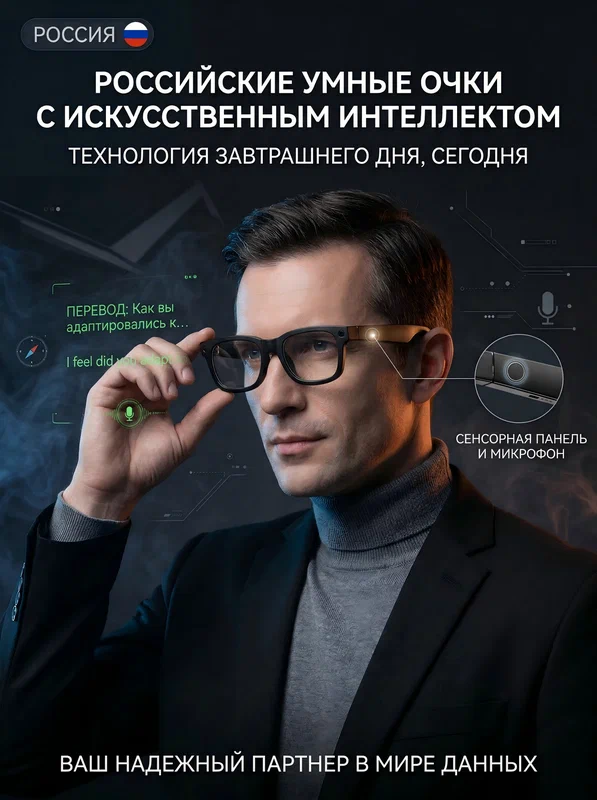 Умные очки Smart, для видеосъемки, WI-FI, Bluetooth, искусственный интеллект,