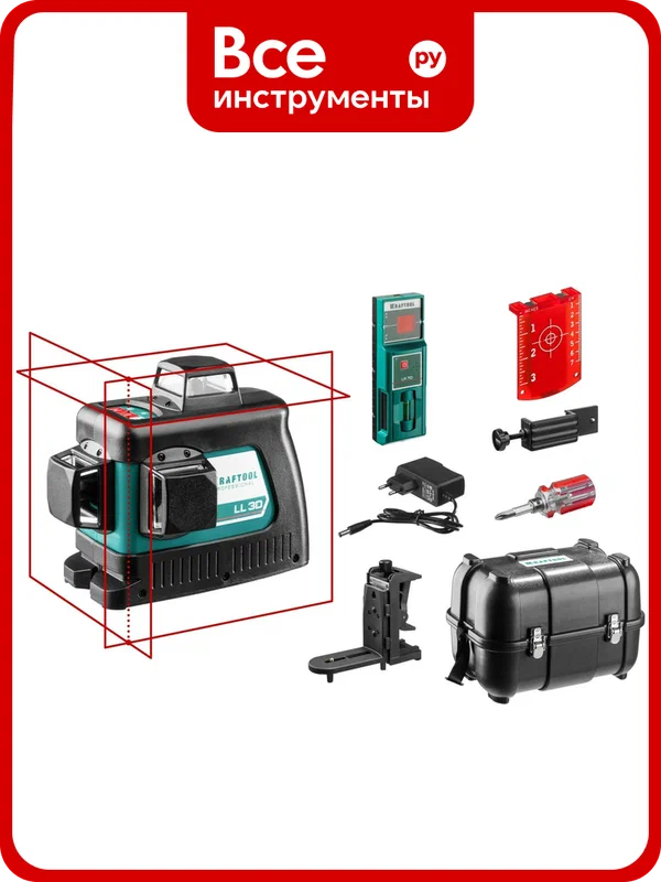Лазерный нивелир KRAFTOOL LL-3D-4 360 градусов, 20м, 70м, детектор 34640-4