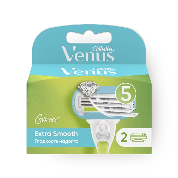 Кассеты для станка Venus Extra Smooth, 5 лезвий, голубые, 2 шт.