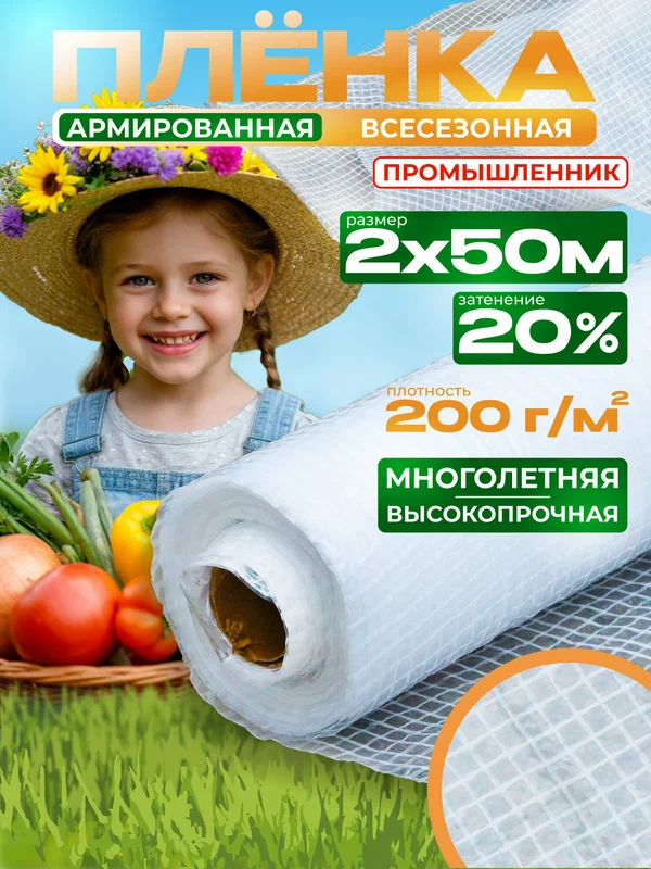 Пленка армированная Промышленник 200 г/м2, 2х50 м