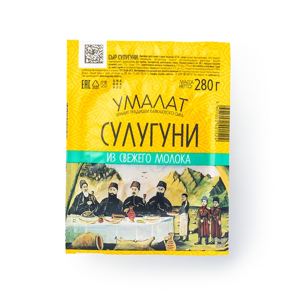 Сыр Умалат Сулугуни, 45 % жирности, без добавок, 280 грамм, 1 уп.