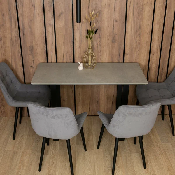 Стол кухонный Mesa base 120x60 см, прямоугольный, керамогранит, серый/черный, подстолье металл